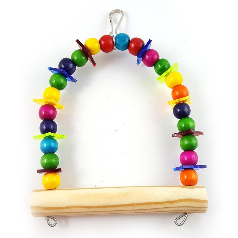 Litewoo Colorful Wooden Bird Swing Toy Wood Parrot Perch Stand Play Gym for Small Parakeets Budgies Cockatiels Conures Cage Accessories Swings to Balance Exercise Training - Image 4